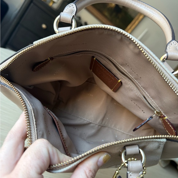 Coach Beige Leather and Canvas Satchel - Picture 8 of 8